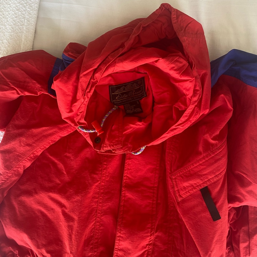 Eddie Bauer Red Colorful Vintage Rain Jacket Windbreaker